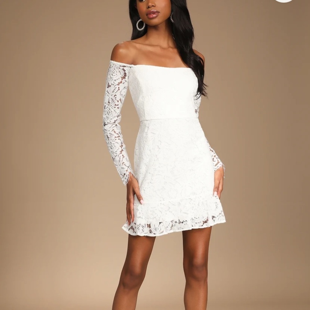 BNWT white lace off-the-shoulder mini